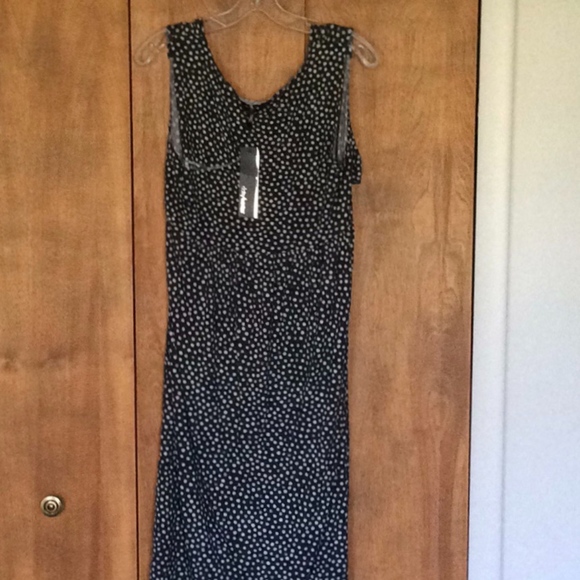 Daisy Fuentes Polkadot Sundress High Low Hem Black White Draped Bust NEW - Picture 3 of 6